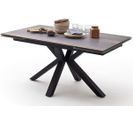 Table À Manger Extensible En Céramique Imi. Bois Barique Et Métal Noir Mat.