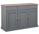 Buffet En Pin Massif Foncé Et Gris - L.131 X H.86 X P.45 Cm