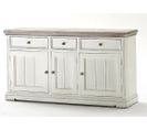 Buffet En Pin Massif Blanc Vintage - L. 165 X H. 90 X P. 47 Cm