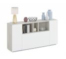 Buffet Meuble De Rangement Avec 3 Portes Coloris Béton / Blanc Artic.