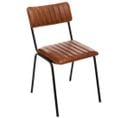 Lot De 4 Chaises Coloris Cognac En Cuir / Fer - Longueur 46,5 X Profondeur 51,5 X Hauteur 78 Cm