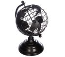 Globe Terrestre En Métal Coloris Noir - Longueur 20 X Profondeur 18 X Hauteur 29,5 Cm