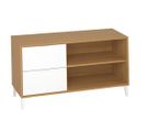 Meuble TV Coloris Chêne Harek/blanc - Hauteur 59 X Longueur 117 X Profondeur 40 Cm