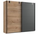 Armoire Placard Meuble De Rangement , Coloris Chêne Foncé - L.225 X H. 210 X P. 65 Cm