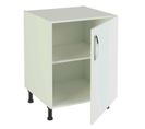 Meuble Bas De Cuisine 1 Porte Coloris Blanc - Hauteur 85 X Longueur 60 X Profondeur 58 Cm