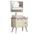 Meuble Vasque + Miroir Coloris Pin/cambrian - H. 93 X L. 82 X P. 46 Cm