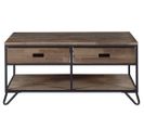 Table Basse En Bois Coloris Chêne Américain / Pieds Noir - L. 150 X P. 46 X H. 75 Cm