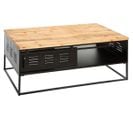 Table Basse Avec Rangements En Sapin Et Fer - L. 110 X H. 45 X P. 60 Cm