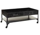 Table Basse Avec Rangements En Fer Coloris Gris - L. 110 X P. 60 X H. 47 Cm