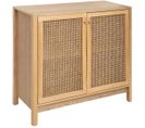 Buffet En Bois Et Cannage Rotin Coloris Beige - L. 100 X P. 45 X H. 89,5 Cm