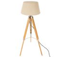 Lampadaire Trépied En Bambou Coloris Ivoire - L. 65 X P. 59 X H. 145 Cm