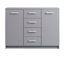 Buffet 2 Portes + 4 Tiroirs Coloris Gris Graphite - L. 119,2 X H. 91,5 X P. 40 Cm