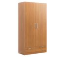 Armoire / Placard De Rangement De 2 Portes + 1 Tiroir Coloris Merisier - L. 102 X P. 51 X H. 200 Cm