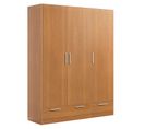 Armoire / Placard De Rangement De 3 Portes + 2 Tiroirs Coloris Merisier - L. 152 X P. 51 X H. 200 Cm