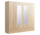 Armoire / Placard De Rangement De 4 Portes Avec Miroirs + 2 Tiroirs Coloris Chêne Cambrian