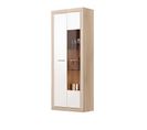 Vitrine Avec 2 Portes Coloris Chêne Cambrian / Blanc - L. 74 X P. 35 X H. 190 Cm