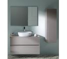 Ensemble De Salle De Bain Coloris Taupe Avec Vasque À Poser + Miroir + Colonne