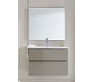 Meuble De Salle De Bain Avec 2 Tiroirs Suspendus Taupe Brillant Avec Plan Moulé + Miroir