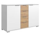 Commode/meuble De Rangement Coloris Blanc/imitation Chêne Artisan - L. 130 X H. 90 X P. 41 Cm
