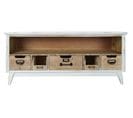 Meuble TV En Bois Mdf Blanc Avec 5 Tiroirs Et 1 Étagères - L. 115 X H. 51 X P. 40 Cm