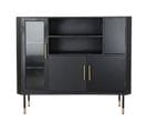 Commode En Bois Mdf Noir Avec 4 Portes Et 4 Étagères - Largeur 120 X Hauteur 100 X Profondeur 38 Cm