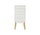 Commode En Bois Mdf Blanc Avec 5 Tiroirs - Largeur 40 X Hauteur 90 X Profondeur 30 cm