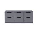 Commode Meuble De Rangement En Bois De 6 Tiroirs Coloris Gris Graphite - L. 122 X P. 40 X H. 51 Cm