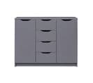 Commode Meuble De Rangement En Bois De 2 Portes Et 4 Tiroirs Coloris Gris Graphite