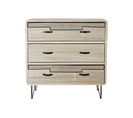 Commode En Bois Paulownia Avec 3 Tiroirs - Largeur 80 X Hauteur 79 X Profondeur 38cm