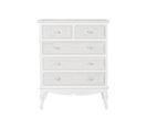 Commode En Bois Mdf Blanc Avec 5 Tiroirs - Largeur 80 X Hauteur 105 X Profondeur 40 cm