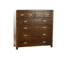 Commode En Bois Acacia Marron Avec 8 Tiroirs - Largeur 110 X Hauteur 110 X Profondeur 40,5 Cm