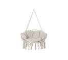 Chaise Suspendue Beige Macramé En Coton Polyester Avec Coussin - L. 100 X H. 145 X P. 80 Cm