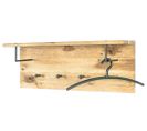 Garderobe Murale / Patère Murale En Bois Massif Chêne Huilé Et Métal Noir - L. 80 X H. 30 X P. 20 Cm