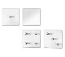 Lot De 3 Patères Murales En Métal Coloris Blanc Brillant + 1 Miroir - L. 15 X H. 15 X P. 6 Cm