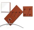 Lot De 2 Patères Murales En Métal Coloris Rouge + 1 Miroir - L. 15 X H. 15 X P. 6 Cm