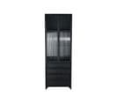 Armoire Vitrine En Métal Noir Avec 4 Tiroirs 2 Portes Et 2 Étagères - L. 60 X H. 170 X P. 40 cm