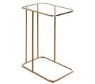 Table D'appoint En Métal Laqué Or Et Verre Trempé - Longueur 45 X Hauteur 65 X Profondeur 30 Cm