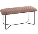 Banc 2 Places En Métal Et Cuir Coloris Marron - Longueur 100 X Hauteur 48 X Profondeur 38 Cm