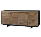 Meuble TV En Bois De Pin Coloris Noir /naturel - Longueur 180 X Hauteur 76 X Profondeur 48cm