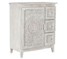 Buffet Haut Meuble De Rangement En Bois De Manguier Coloris Blanc - L. 72 X H. 87 X P. 40 Cm