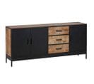 Commode Meuble De Rangement En Bois De Manguier Coloris Noir/marron - L. 160 X H. 90 X P. 40 Cm