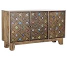 Buffet Meuble De Rangement En Bois De Manguier, Coloris Marron Foncé - L. 150 X P. 38 X H. 80 Cm