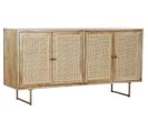 Buffet Meuble De Rangement En Bois De Manguier Et Rotin Coloris Naturel - L. 150 X H. 77 X P. 40 Cm