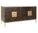 Buffet Meuble De Rangement En Bois De Manguier Coloris Marron Et Métal Doré