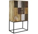 Buffet Haut Meuble De Rangement En Bois De Manguier Multicolore - L. 84 X H. 152 X P. 43 Cm