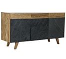 Buffet Meuble De Rangement En Bois D'acacia Coloris Marron / Noir - L. 145 X H. 74 X P. 42 Cm