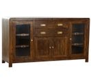 Buffet Meuble De Rangement En Acacia Coloris Marron - Longueur 150 x Hauteur 80 x Profondeur 40.5 cm