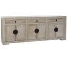 Buffet Meuble De Rangement En Bois Recyclé Coloris Marron Et Métal Noir - L. 220 X H. 86 X P. 45 Cm