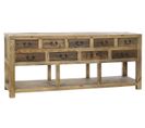 Buffet Meuble De Rangement En Bois De Pin Coloris Marron Vieilli - L. 190 X H. 80 X P. 45 Cm