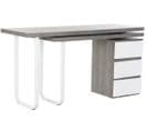 Bureau Réversible En Mdf Coloris Gris/ Blanc Et Métal - L. 150 X H. 120 X P. 75 Cm